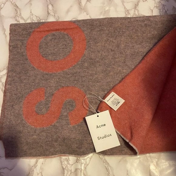 ACNE STUDIOS TORONTY SCARF DUSTY PINK GREY SCARF, authentic - Picture 6 of 6
